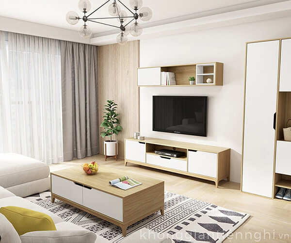 Tư vấn kệ TiVi phòng khách chung cư phù hợp với không gian sống