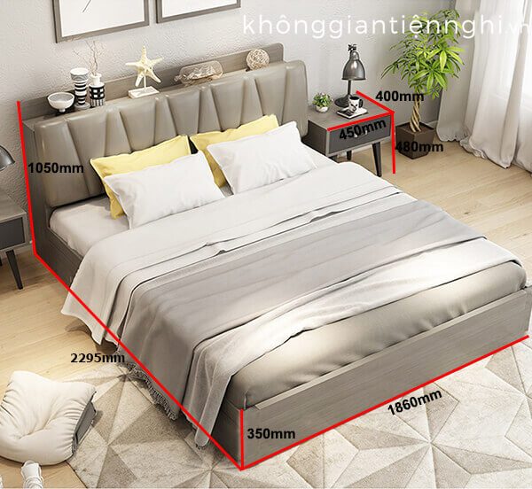 Kích thước giường ngủ phong cách Bắc Âu 012GN-NORTA18220