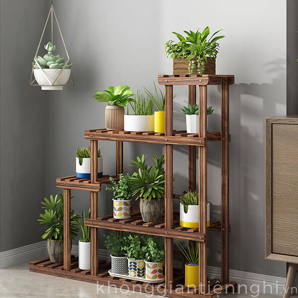 Kệ gỗ để cây cảnh trong nhà KTT004
