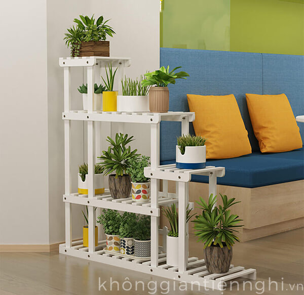 Kệ gỗ để cây cảnh trong nhà đẹp KTT004