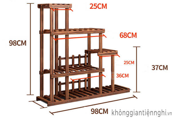 Kệ gỗ để cây cảnh trong nhà tại Hà Nội KTT004