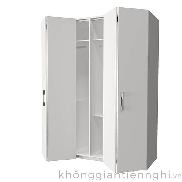 Tủ đựng quần áo gỗ 2 ngăn màu trắng QA-VF268-341