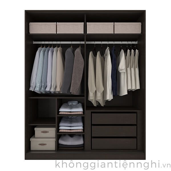 Tủ quần áo bằng gỗ màu đen cho chung cư QA-VF268-231