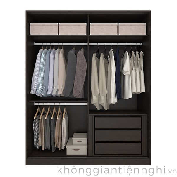 Tủ quần áo gỗ màu đen đẹp QA-VF268-221