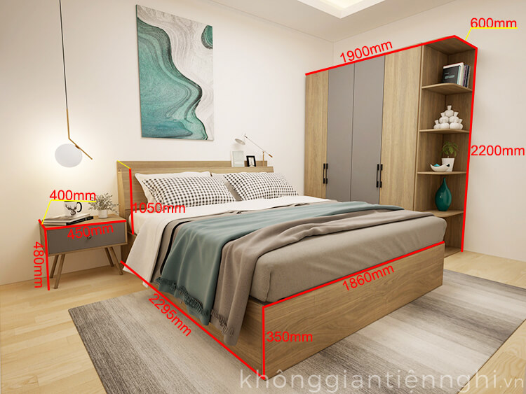 Bộ giường ngủ tủ quần áo phong cách bắc âu 012BPN-NORTA01