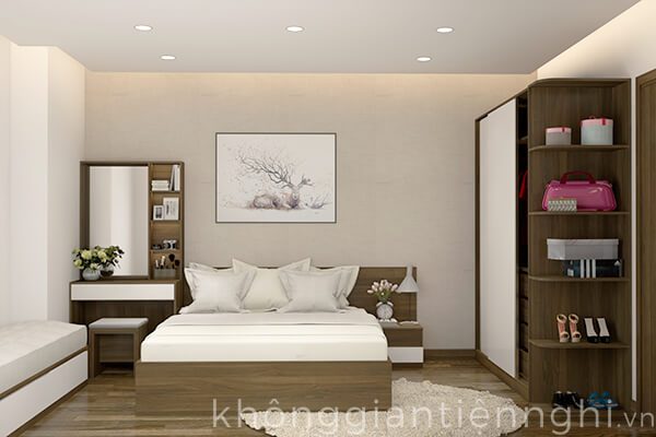Bộ giường ngủ tủ quần áo phong cách hiện đại 012BPN05