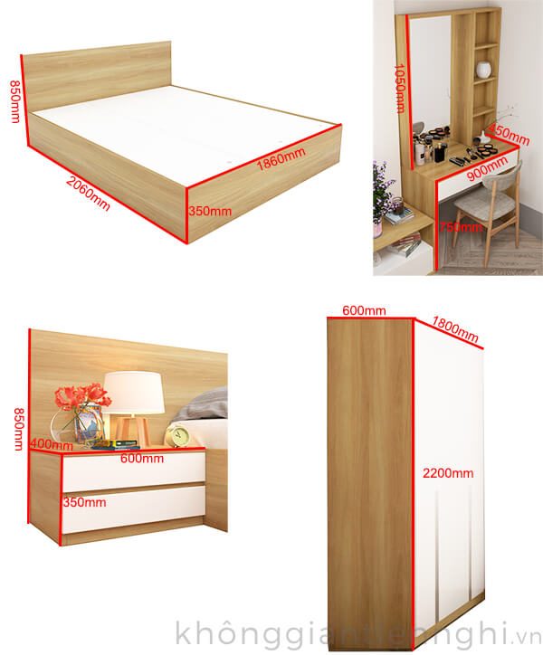 Bộ giường phòng ngủ hiện đại 012BPN07