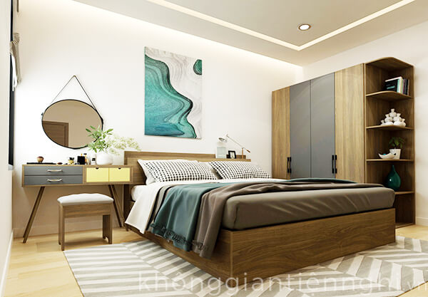 Bộ nội thất phòng ngủ 012BPN-NORTA02 theo phong cách Bắc Âu với nhiều màu sắc phong cách cổ điển.