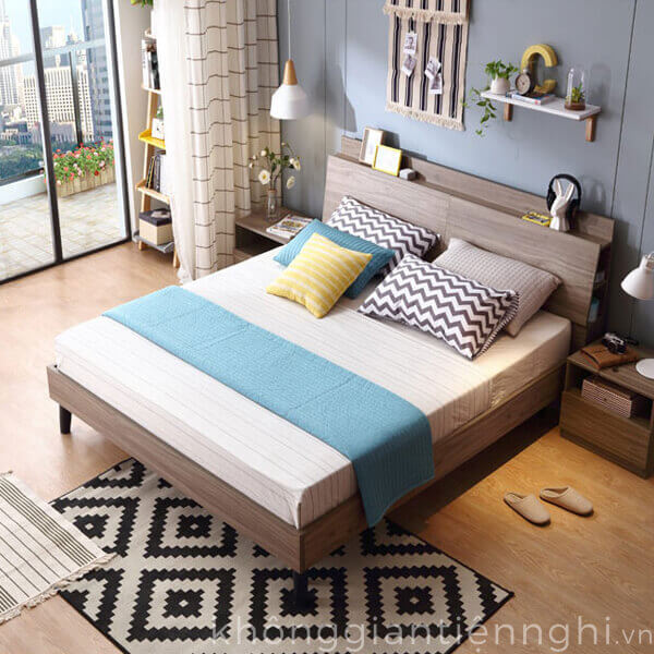 Giường ngủ gỗ phong cách hiện đại 012GN168-210 phối màu vô cùng đẹp mắt, cá tính.