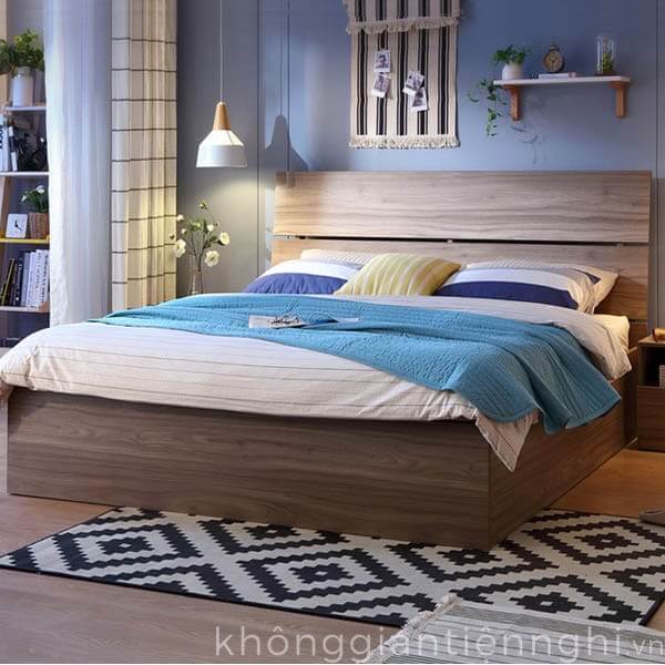 Giường ngủ 012GN168-211 thiết kế theo phong cách Bắc Âu với các màu: xanh dương, xanh biển, trắng, vàng.