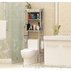 Kệ để đồ nhà tắm inox 3 tầng thông minh đặt trên bồn cầu 011KNT001