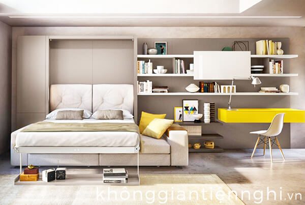 Giường gấp kết hợp sofa - giải pháp cho phòng khách nhà nhỏ