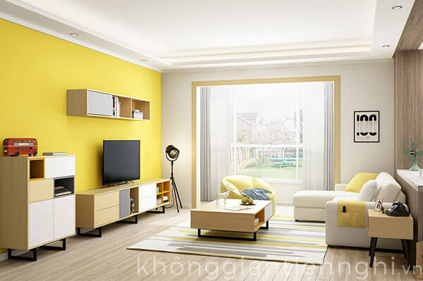 Nội thất phòng khách đẹp với bộ bàn trà sofa, kệ tivi 012CPK-NortaPK07 cực kỳ nổi bật, đẹp mắt.