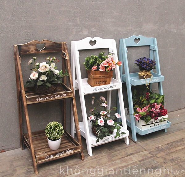 Kệ gỗ để chậu hoa cây cảnh trong nhà ngoài trời đẹp giá rẻ KGTN 011KTT038