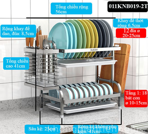 giá đựng bát đĩa tủ bếp bằng inox kgtn 011KNB019