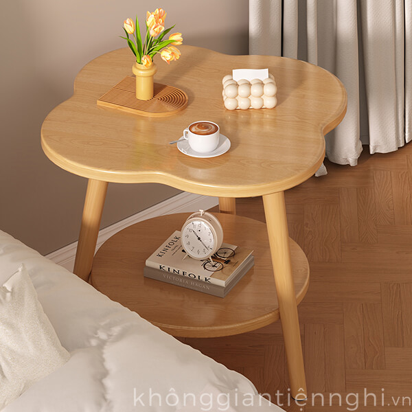 Mẫu bàn trà decor bằng gỗ cỏ 4 lá đẹp giá rẻ KGTN 011BT007